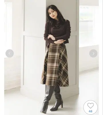 SNIDEL Sustainable 로빙 체크 미들 스커트
