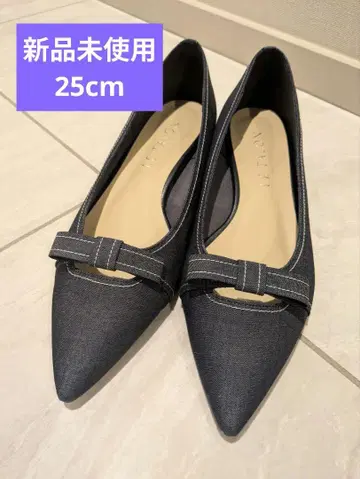 미사용 새상품 탈론 포인트 오픈 리본 플랫 25cm