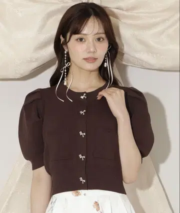 WILLSELECTION 비쥬 리본 턱 슬리브 가디건