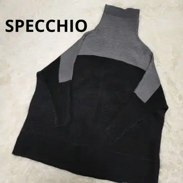 SPECCHIO 플리츠 바이컬러 하이넥 풀오버 튜닉