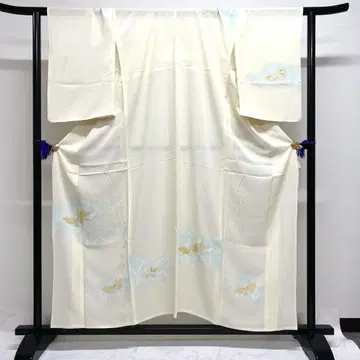 츠케사게 여름용 명주 은채 나비 구름 리프 기모노 015k