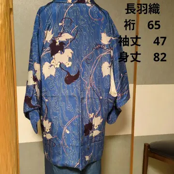앤티크 긴 겉옷 블루 바탕에 덩굴과 꽃