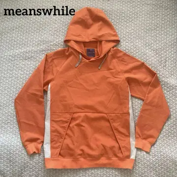 meanswhile 오렌지 후드 부착 후드티 M