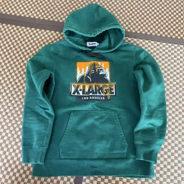 XLARGE 그린 컬러 로고 후드티 S 남성용