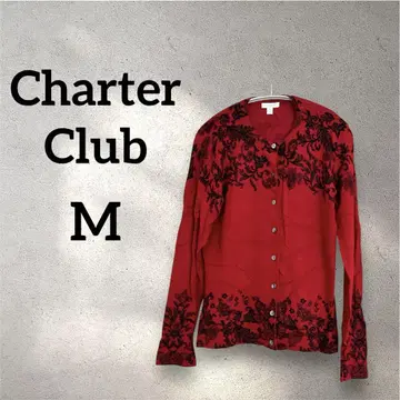 Charter Club [M] 패턴 제품 가디건 레드 빨간색