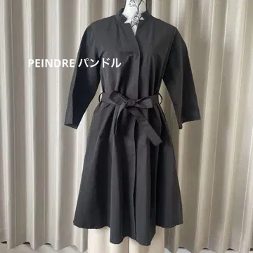 새상품급 PEINDRE 파르페 얇은 소재 코트 블랙 허리 리본 포함