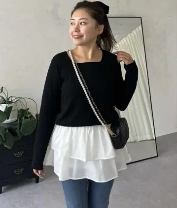 프로즈 베일*허벅지 컬렉션 스퀘어넥 롱T