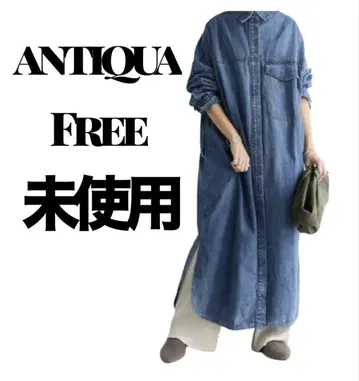 ANTIQUA 데님 롱 셔츠 원피스 FREE 사이즈