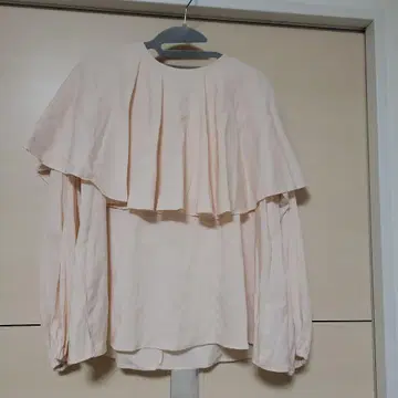 Louere 로엘 프릴 긴팔 블라우스 핑크 베이지 S