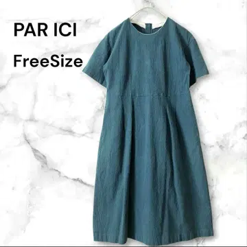 PAR ICI 팰리시 린넨 혼방 반팔 롱 원피스 선명한 블루