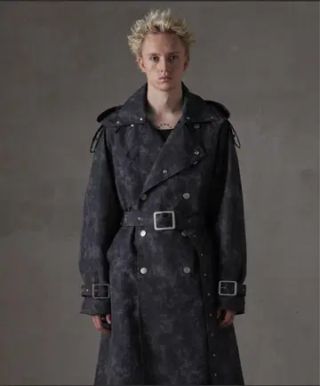 GRANCY Patterned Long Trench Coat