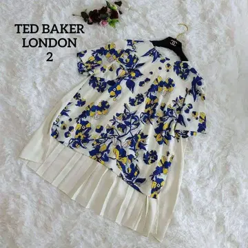 컨디션 최상 TED BAKER LONDON 튜닉 2 화이트 꽃무늬 플리츠