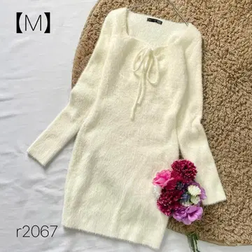 샤기 니트 원피스 몰캉몰캉 페미닌 미니 기장 원피스 화이트 [ M ]