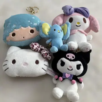 산리오 캐릭터 봉제 인형 마스코트 키링 4개 세트