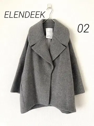 새상품급 ELENDEEK 숏 형태 울 코트 그레이 02