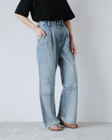YENN 이엔 하이라이즈 턱 와이드 팬츠 Y222-31010-13