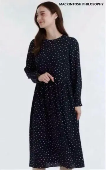 매킨토시 철학 도트 원피스 38 네이비
