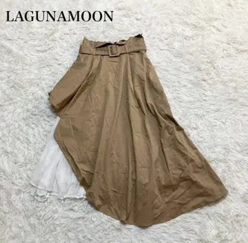 러그나무 문 플레어 스커트 비대칭 A라인 벨트 플리츠