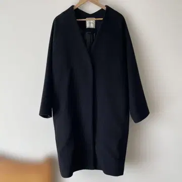 JEANASiS 블랙 노카라 코쿤 코트