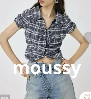 SHIRRING RIBBON 셔츠 moussy 마우지 체크 F