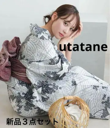 미사용 새상품 utatane 고급 유카타 & 오비 세트