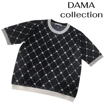 [레어] DAMA collection 반팔 니트 라메 로고 L