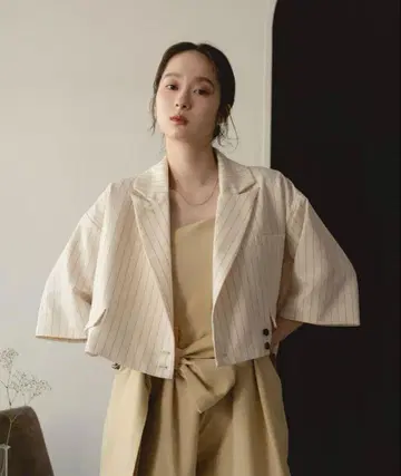 [ mideal ] 더블 버튼 스트라이프 재킷