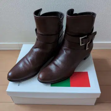 긴자 카네마츠 브라운 가죽 엔지니어 부츠