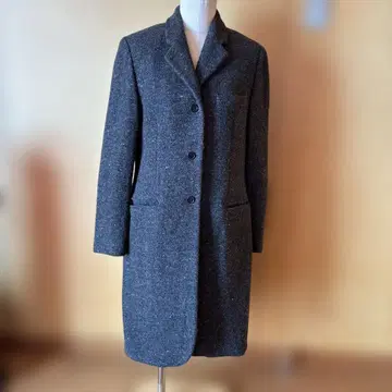 울 혼방 체스터 코트 다크 그레이