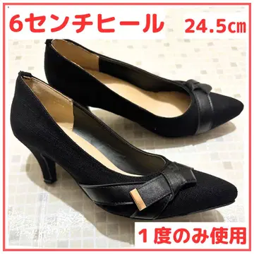6cm 힐 블랙 펌프스 24.5cm