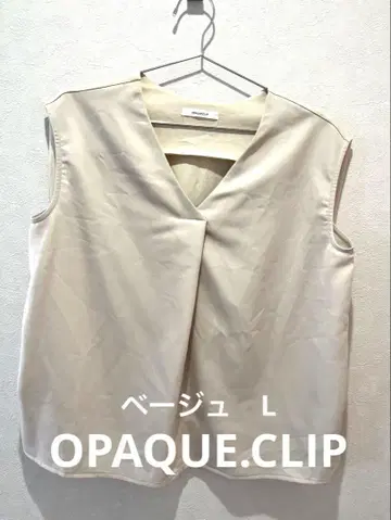 OPAQUE.CLIP 베이지 슬리브리스 셔츠 40/L