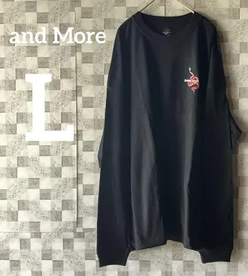 [and More] 스네이크 빅 슬리브 티셔츠 (L, 블랙)