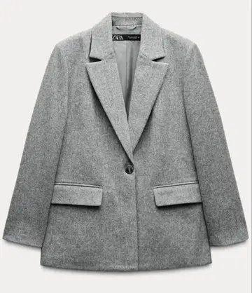 ZARA 헤링본 블렌드 스트레이트 블레이저 재킷