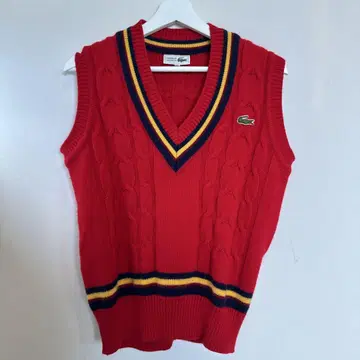 CHEMISE LACOSTE 니트 베스트 레드 3호