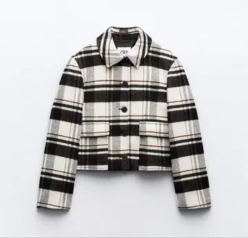 ZARA 패치 포켓 체크 자켓 M