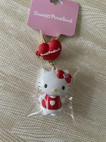 키티 PVC 마스코트 원포인트 하트 퓨로 키링