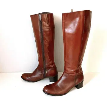 REGAL 가죽 롱 부츠 천연 가죽 사이드 지퍼 브라운 24cm