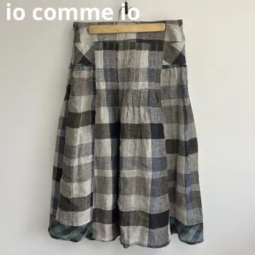 [새상품급 io comme io] 센소유니코 린넨 체크 절개 스커트