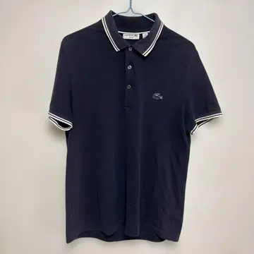 LACOSTE 슬림핏 피케 셔츠 네이비