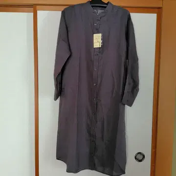 미사용 MUJI 프렌치 린넨 스탠드 카라 원피스