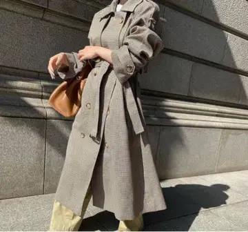 marron check coat [ le.ema001 ]