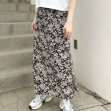 DOUX ARCHIVES 단색 꽃 데신 스커트 블랙 M