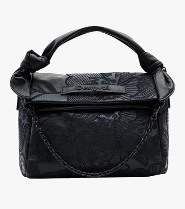 Desigual 꽃 자수 블랙 숄더백