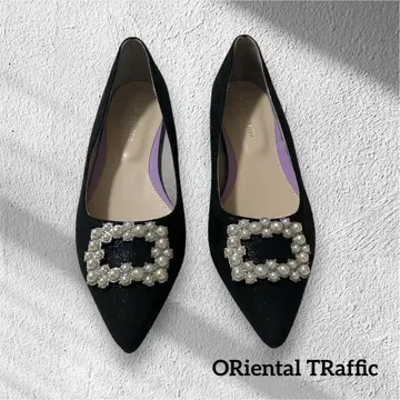 ORiental TRaffic 비쥬 플랫 펌프스 블랙 스웨이드 38
