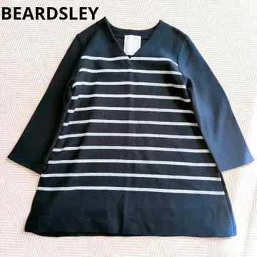 BEARDSLEY 비어즐리 울 압축 보더 튜닉 네이비
