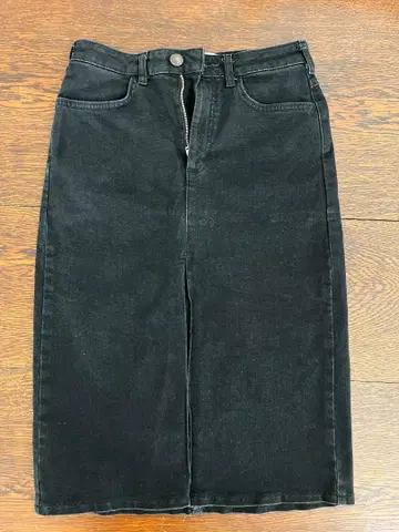 SOMETHING 블랙 데님 타이트 스커트