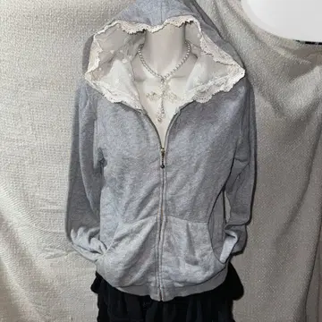 헤이세이 갸루 Y2K 페어리 그런지 레이스 후드티 모리걸