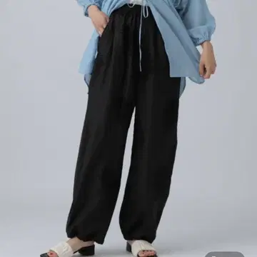 새상품 LEPSIM 시어 자수 이지 팬츠 블랙