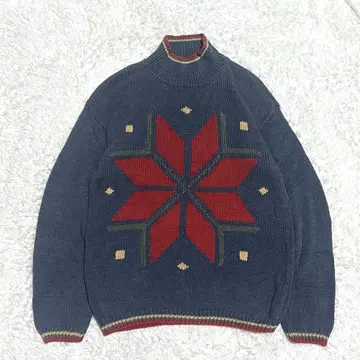 US 구제 의류 vintage 니트 하이넥 스웨터 풀오버 패턴 니트