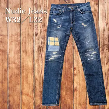 누디진 Nudie Jeans W32 패치워크 데님 데미지